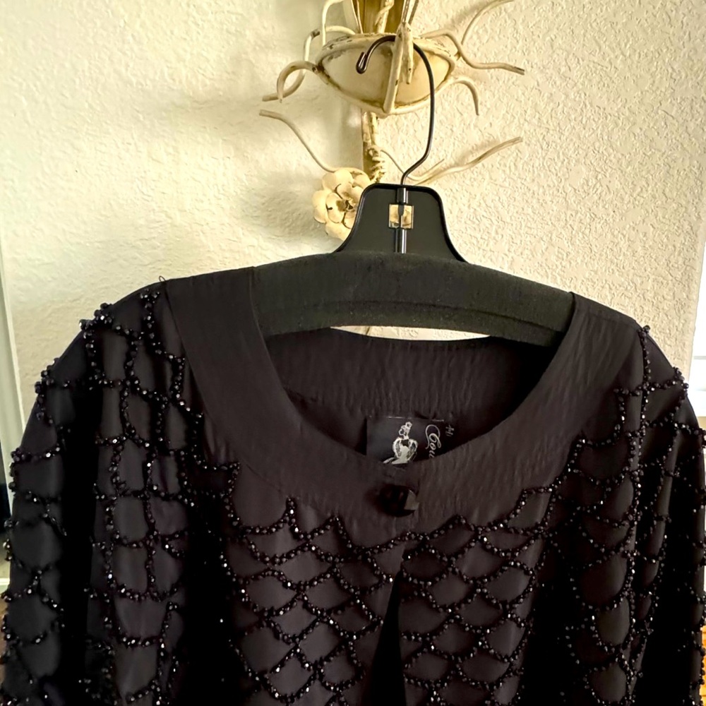 Elegant Beaded Black Evening Stylish Jacket
